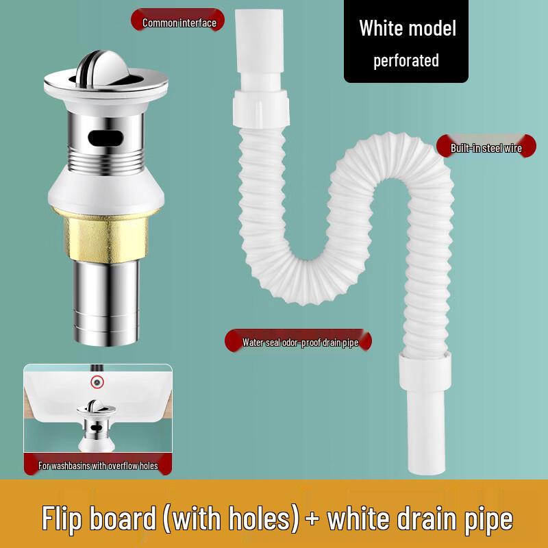 Pop-Up Washbasin Drainer with Overflow and Steel Wire Pipe Set