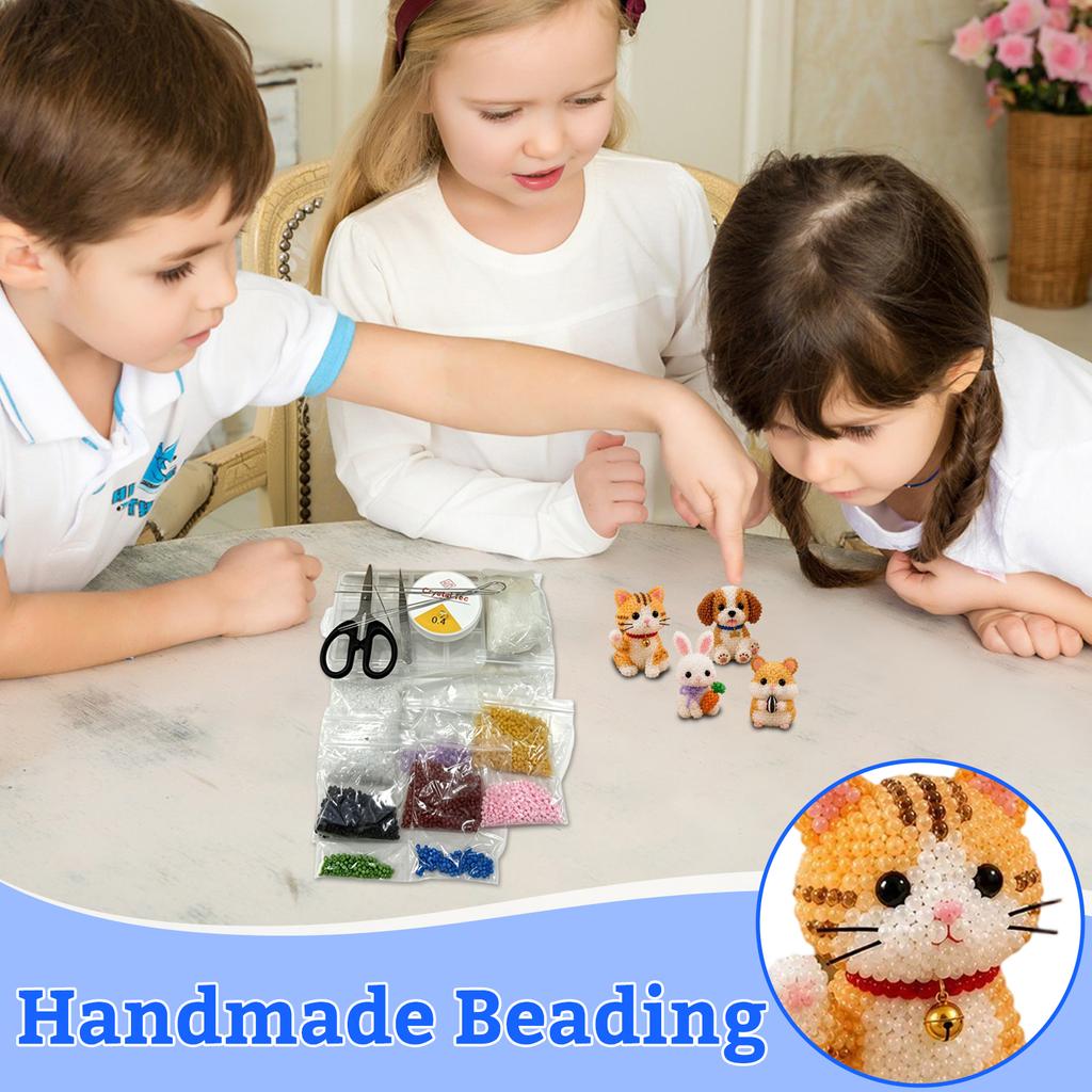 3D Beaded Animal Kit DIY Bead Pet Making Set for Kids and Adults Includes Materials and Instructions for Multiple Designs