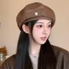 Blue denim beret women's new spring and autumn big head circumference octagonal hat autumn and winter bud painter hat