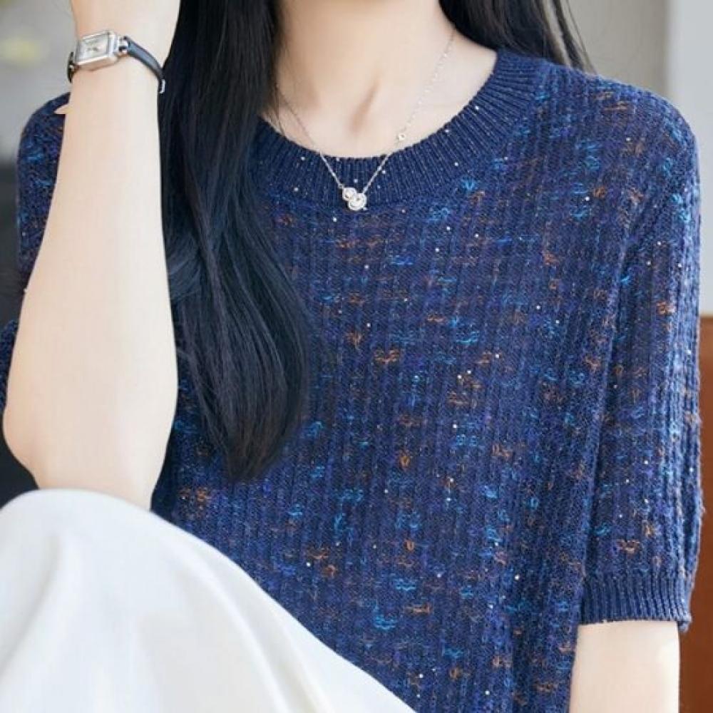 Navava Daily Boucle ShorT Sleeve Round Neck KniT T Nk3658