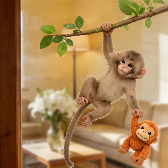 Affen Fenstertattoo Niedlicher Babyaffe PVC-Aufkleber Wiederverwendbare Statische Glasaufkleber für Wohnzimmer Heimdeko