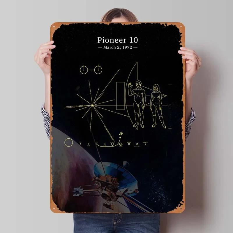 Voyager 1 Zlatá deska Kovové cedule Vesmírné plakáty Dekorace do domácnosti Plechový cedule Tabulka pro výzdobu nástěnného umění Dekorace herního pokoje