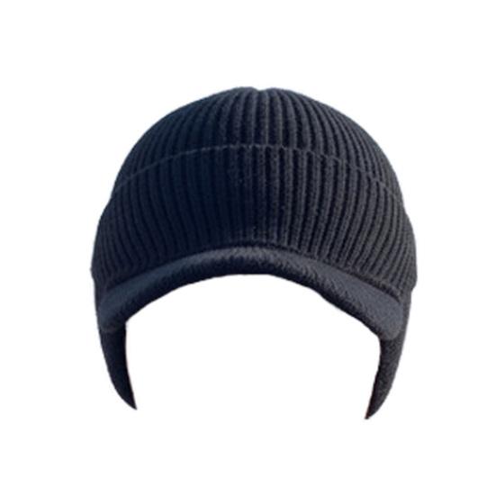 Strickmütze mit Ohrenklappen Einfarbig Stretch-Passform Warm Atmungsaktiv Strickstoff