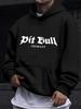 Avslappet hettegenser med trykk - "PITBULL" Grafikk