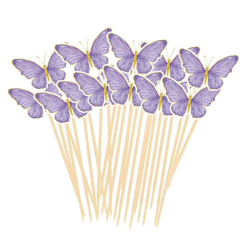 10 Stück Geburtstagsthema Papier Cup Cake Top Dekoration Biene Schmetterling und Chrysantheme Kuchendekoration Bambuspapier Auswahl