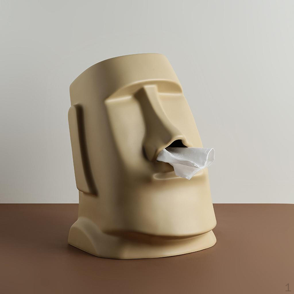 Creative Moai Tissue Holder Box – Decorative Cover Dispenser Facial Paper Easter Island Sculpture