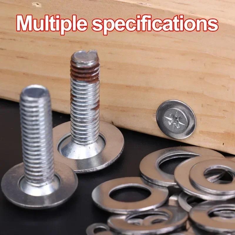 Stainless Steel Flat Washer Set M2-M16 Metal Screw Washers Rings Plain Gaskets Fastener Hardware Assortment Kits for Repair