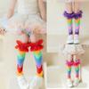 Kids Socks With Colorful Rainbow Colors & Large Lace Trim Comfort Elastic Stay Up Designs Children Socks