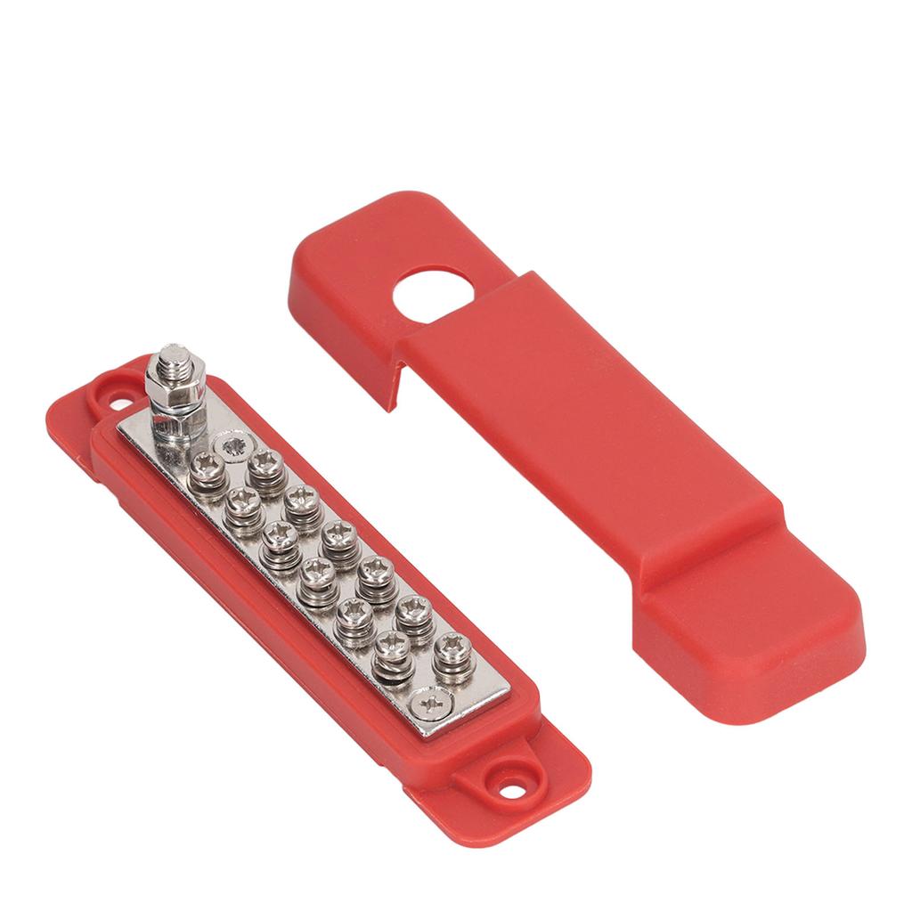 Power Distribution Terminal Block Busbar 12 Position Studs Distribution Block Bus Bar with Cover for Caravan Yacht