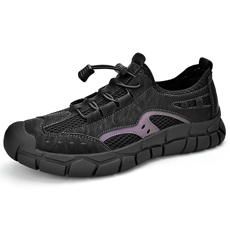 Fashion New Trend Mens Leather Casual Shoes Outdoor Comfortable Sneakers Fashion Soft Man Hiking Shoes Classic Non-slip Treking Footwear