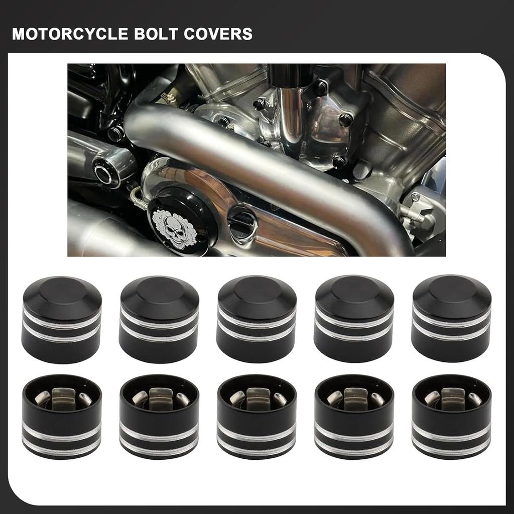10PCS Motorcycle Bolt Covers Aluminum Engine Topper Caps for Harley Twin Cam Touring Road King Electra Glide Street Glide Dyna Softail Sportster 883