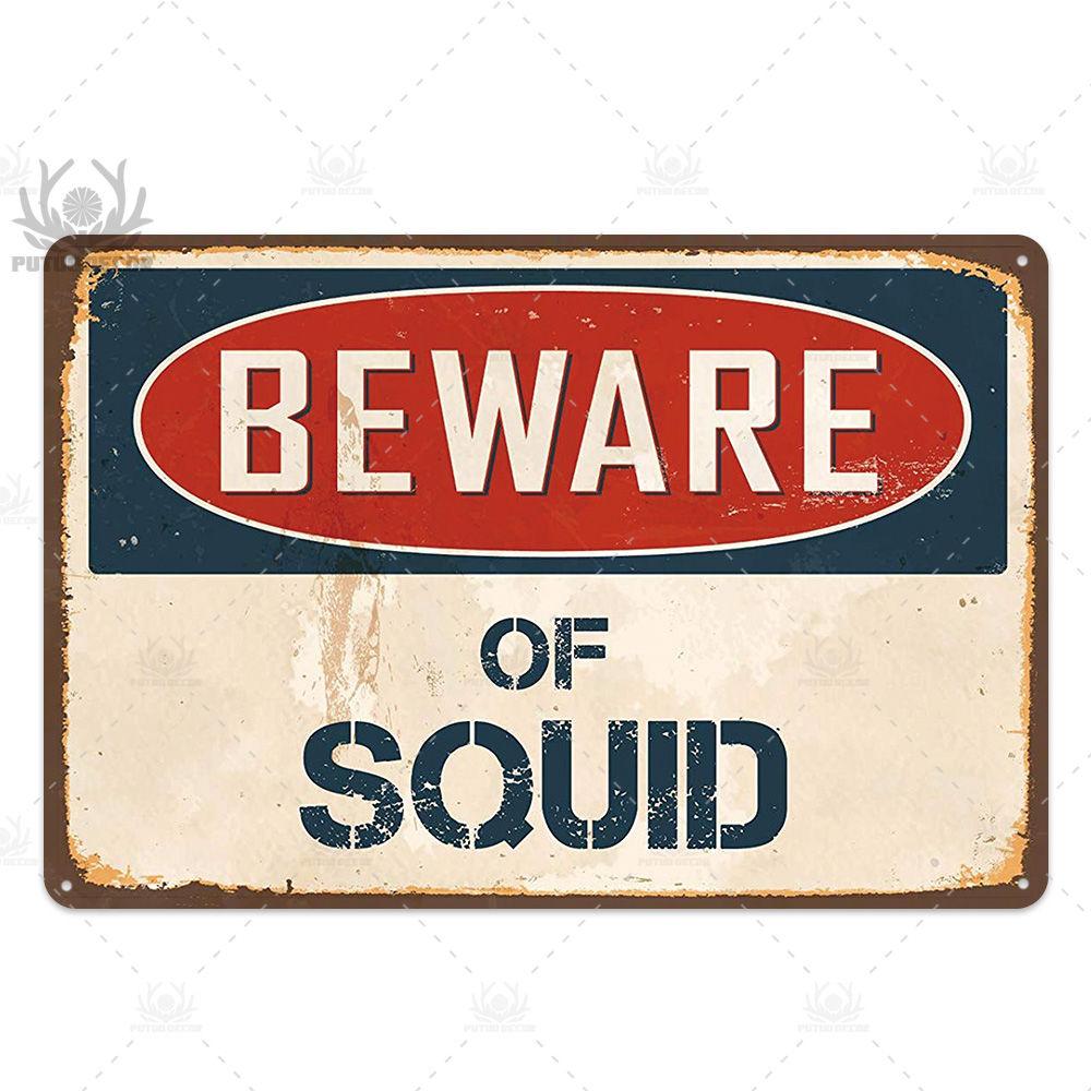 Putuo Decor Beware Vintage Tin Sign Funny Warning Danger Plaque Metal Wall Poster Painting for Room House Shop Bar Man Cave