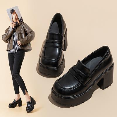 Loafers Women Fashion Patent Leather Spring Summer New Thick-soled Casual Student Shoes Classic Ladies Black Pumps
