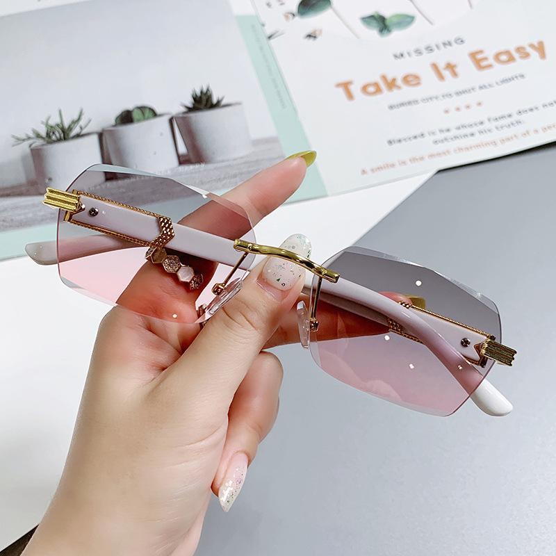 Mote kantløse cut-edge solbriller kvinne rosa utendørs menn solbriller