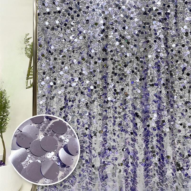 5+18mm Sequin Mesh Lace Fabric for Sewing High Quality Wedding Party Dress Clothing Patchwork DIY Apparel Sewing Supplies