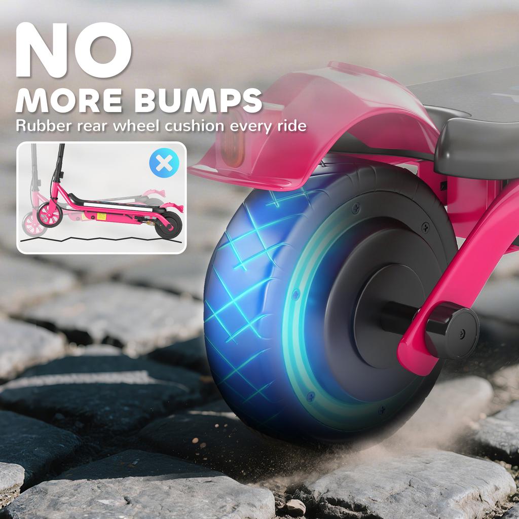 Electric Scooter for Kids Aged 6-14 Years, with Colourful Lights, Pink
