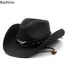 2025 New Bauhinia New Straw Western Cowboy Hats For Men Women Summer Outdoor Beach Sun Hat Sombrero Hombre