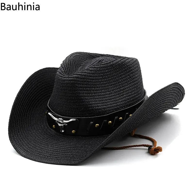 2025 New Bauhinia New Straw Western Cowboy Hats For Men Women Summer Outdoor Beach Sun Hat Sombrero Hombre