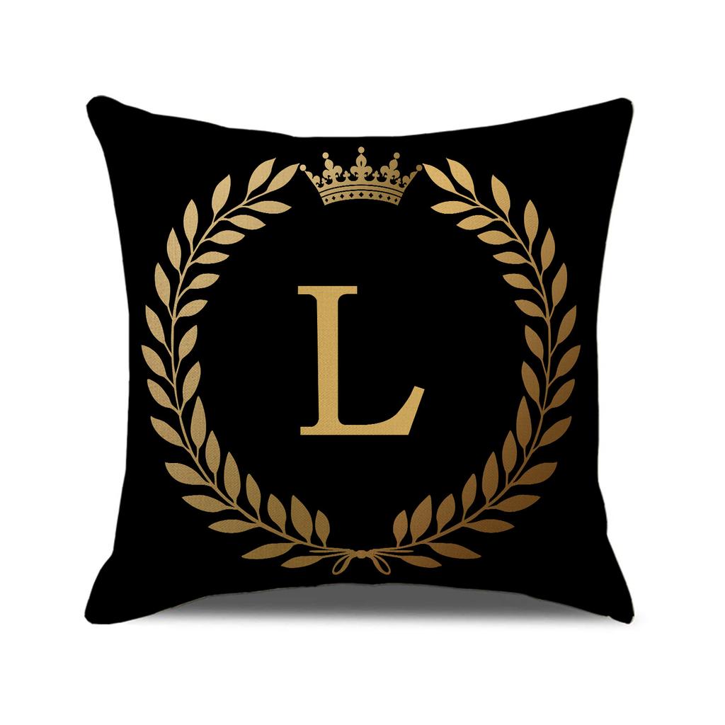 Valentine's Day Black Gold LOVE Letter Pillow Cover Home Decor Sofa Cushion Linen Printed Cushion