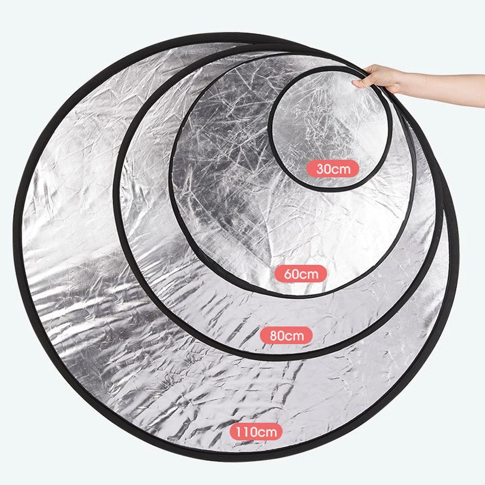 24" Reflector 5 in 1 30CM 60CM 80CM 110CM Silver White Gold Portable Collapsible Soft Light Round Photography for Studio 2 in 1