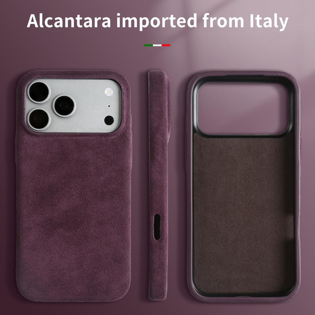 Étui Magnétique de Luxe en ALCANTARA pour IPhone17 Pro Max 16 15 14 13 12 pour Magsafe Cuir Artificiel Suede Supercar Housse de Téléphone