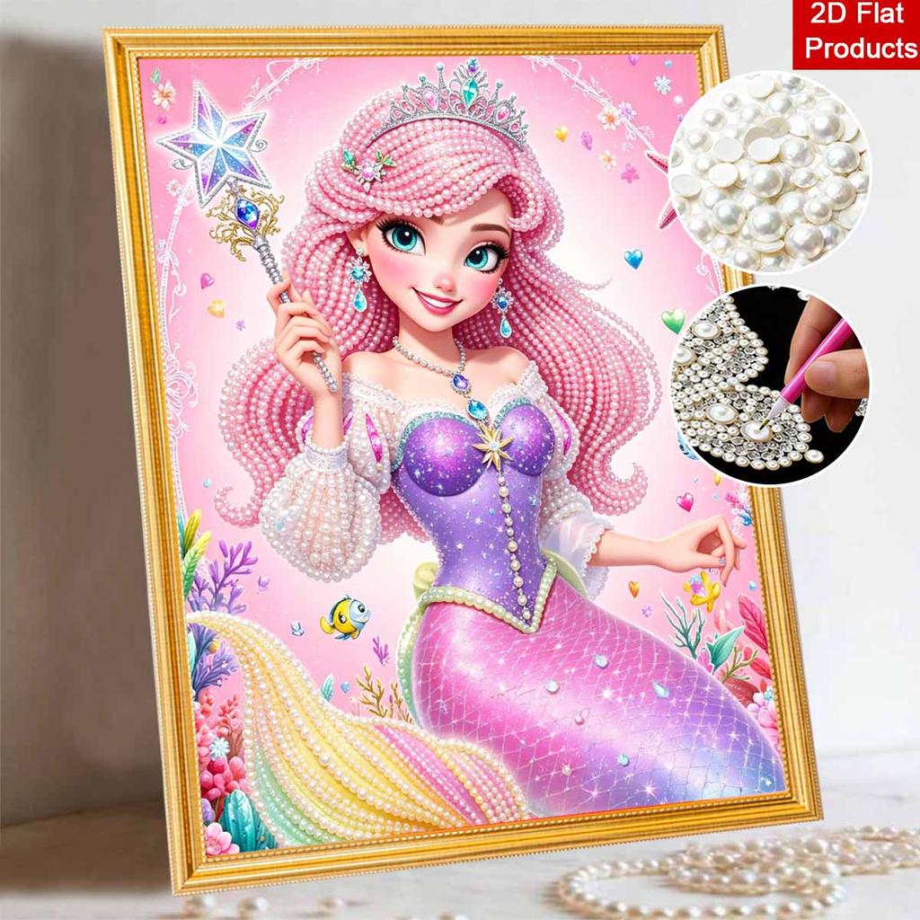 Disney Mermaid Pearl Painting Handmade Diy Pearl Art Painting Simple Living Room Hanging Painting Decoration