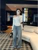 Thirteen Rows Kapok Spring Retro Blue Wide-Leg Jeans 268001