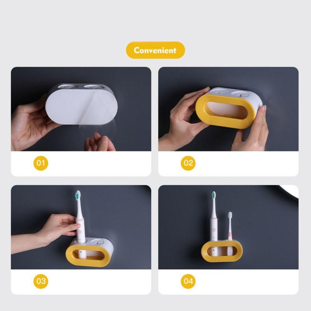 Double Hole Toothbrush Stand Rack Wall-Mounted Bathroom Storage Rack Bathroom