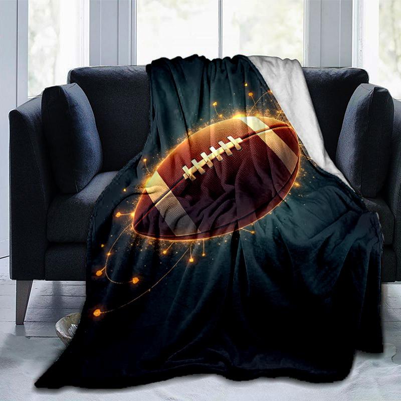 

1pc. Glowing Football Blanket - Perfect for Home, Office, Outdoors, Gift Idea, Suitable for All Seasonsz041747 75x90cm