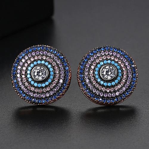 LUOTEEMI Christmas Ladies Round Big Stud Zirconia Earrings Teemi Jewelry Factory Jewelry