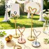 Table Number Stands Hollow Heart Holder, Love Place Card Stand, Metal Memo Note Holder Clip for Photos, Food Signs, Notes, Weddings, Birthdays,
