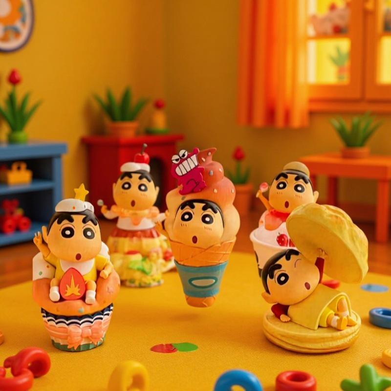 Crayon Shin-chan Blind Box Figures: Snack Time, Dessert, and Cosplay Series - Trendy Toy Ornaments and Gifts.