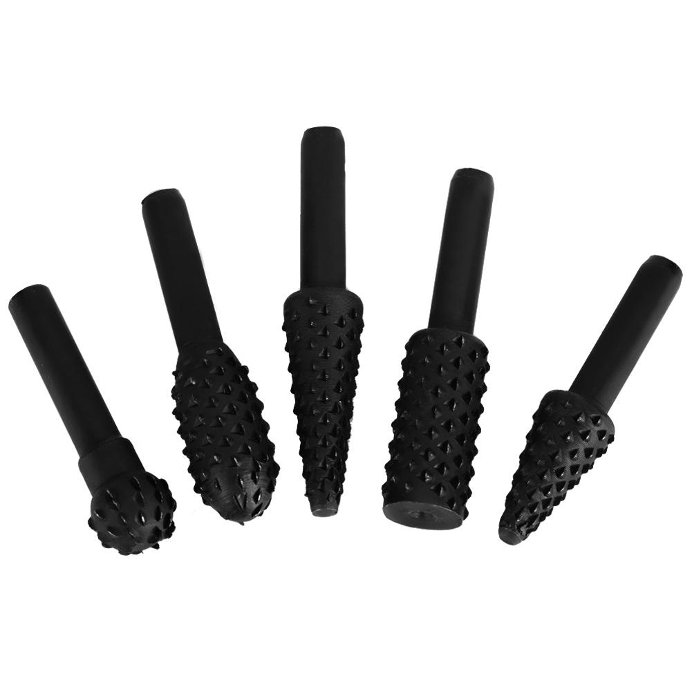 5Pcs Carbon Steel Rotary Burr Set Wood Drill Woodworking Carving Tool 6mm Shank Set