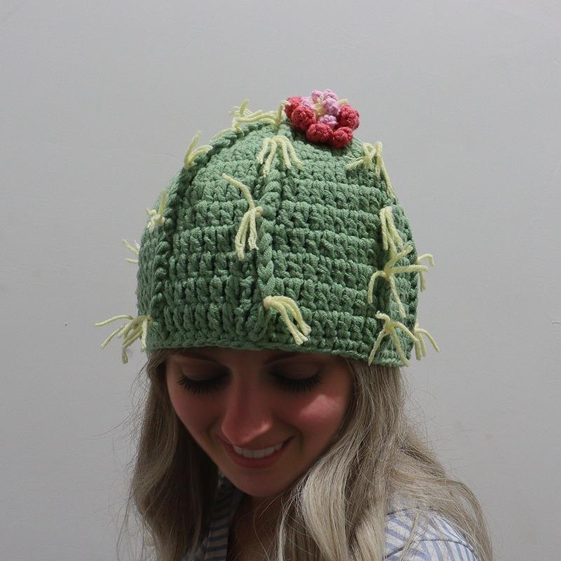 Thorn Cactus Knitted Hat, Fresh and Sweet Flower Hat, Soft Wool Hat, Cute and Versatile To Keep Warm