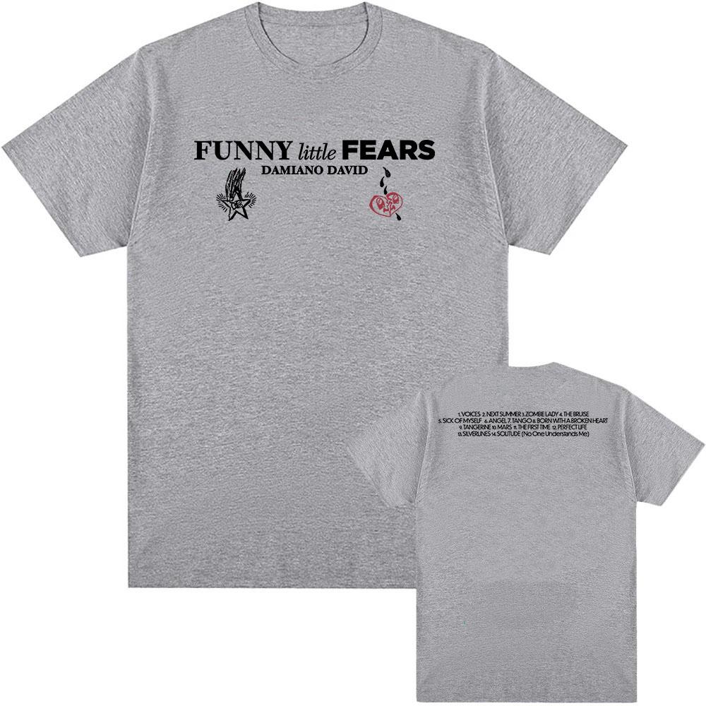 FUNNY Little FEARS Album 2025 Tričko Album 2025 Tričko Zpěvák DAMIANO DAVID Potisk Trička Bavlna Měkké Kulatý Výstřih Tričko Pánské Streetwear Unisex