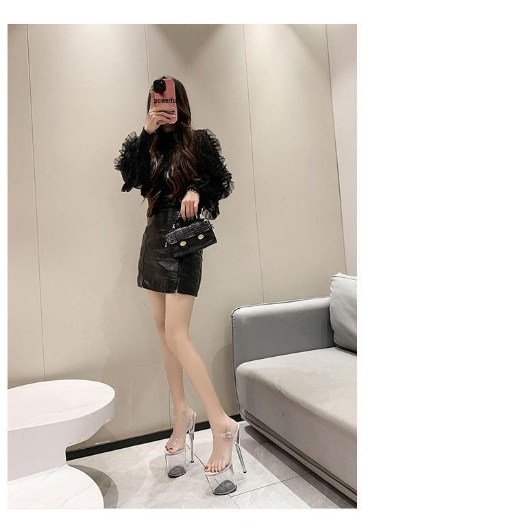 Autumn 2022 Fashion Pointed-Toe Platform Sandals - Women's Casual Wedding Banquet Shoes with Thin High Heel