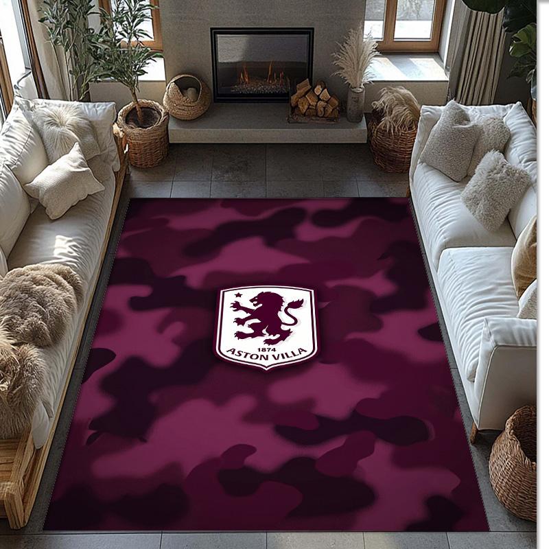 Tappeto in Velluto di Cristallo con Stampa Calcio Aston Villa, Comodo Assorbente d'Acqua Antiscivolo Tappeto per Pavimenti Interni