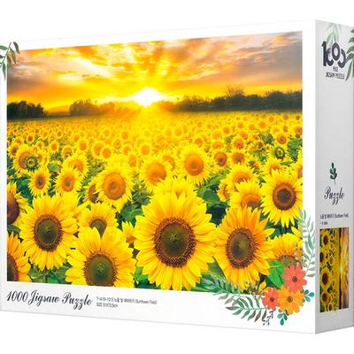 Spielzeug & Puzzle Sonnenuntergang in einem gelben Sonnenblumenfeld Puzzle TP10-1015, 1000 Teile, gemischte Farben Puzzle, Kinderspiele, Lernspielzeug