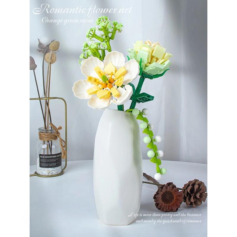 With Vase Eternal Flowers Building Blocks ABS Rose Bouquet Girls Gifts for Best Friends Lovers Mothers Day Assembly Toys