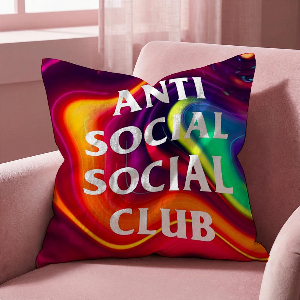 A-Anti Social Social Club Cushion Cover Multi-Scene Pillow Cover for Home & Car - Reversible, Soft & Durable for Daily Use