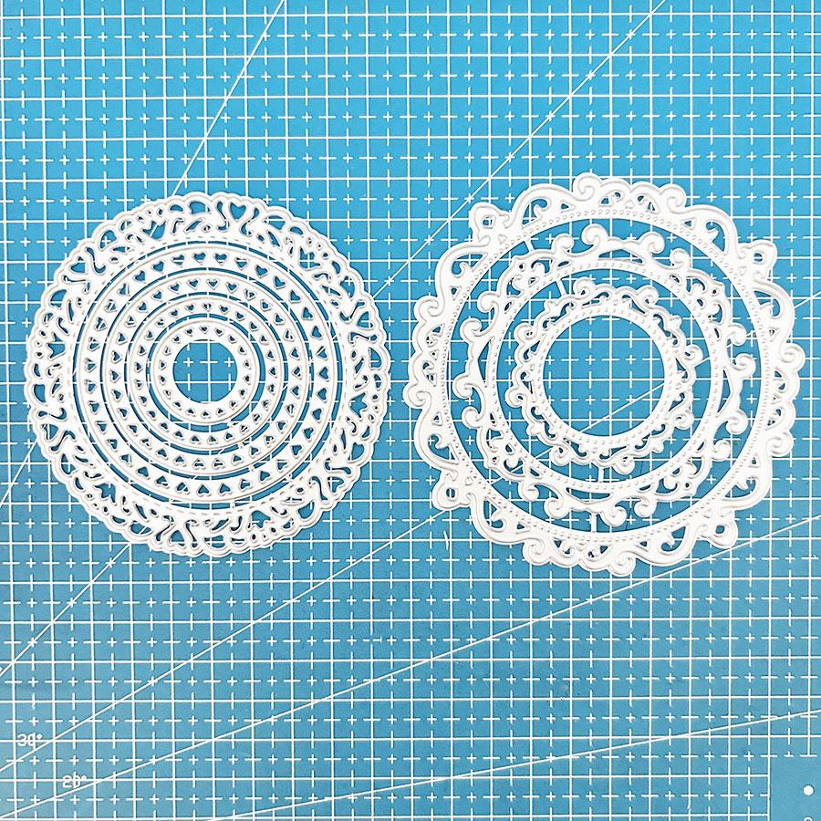 2pcs/set Round Lace Frame Background Metal Cutting Dies Scrapbooking Making Cards Decorative Embossing Crafts