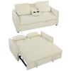 3-in-1 Adjustable Sofa Bed, Two-Seater with Cup Holders, Adjustable Backrest, and Side Pockets, Beige