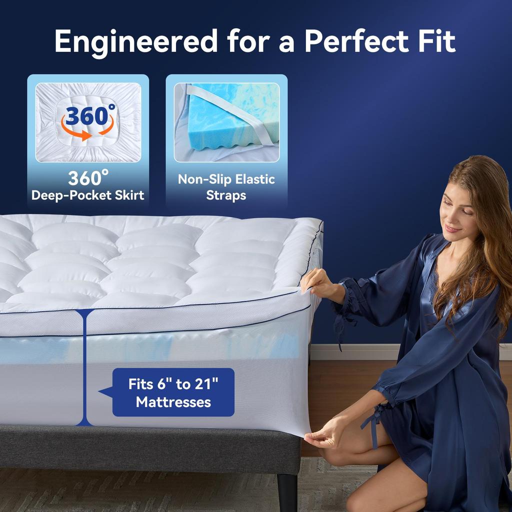 NicePlus 2 In 1 Memory Foam Fluffy Mattress Topper with Soft Cover 90-180x200x7cm