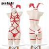 Damen Leder Dessous Neckholder Bondage Body Cage Erotischer Bodysuit Tempatation Aushöhlen Ganzkörpergeschirr Bunny