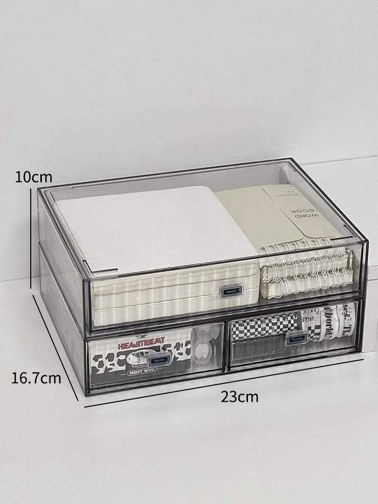 Desktop Storage Box Organizer Drawer-type Transparent Dormitory Study Table Stationery Storage Box Acrylic Desk Pen Book Rack