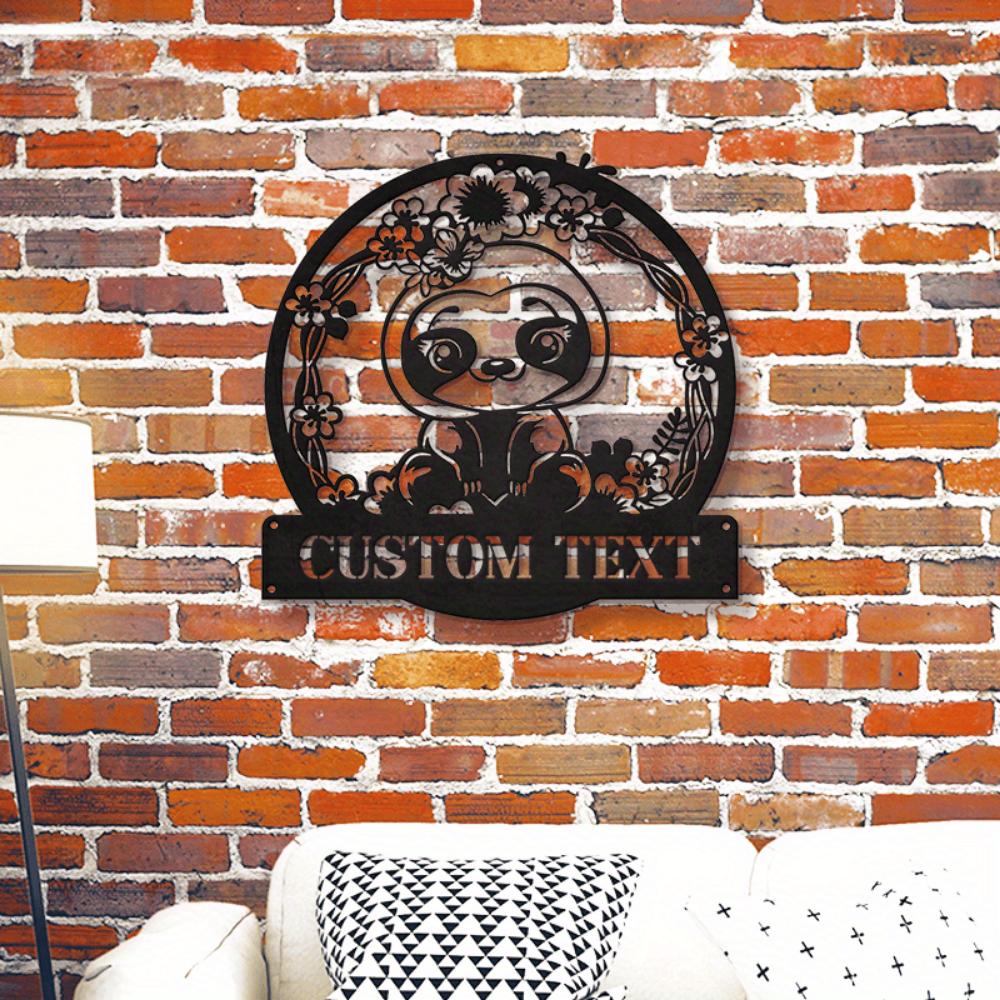 Unique Customizable Metal Wall Art Sloth with Flowers Easy to Hang Home Decor