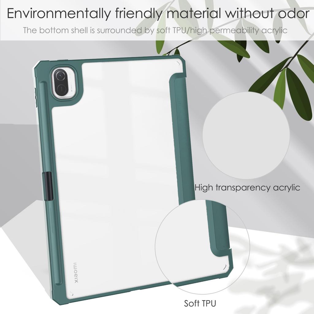 Luxury for Xiaomi MiPad Mi Pad 5 Pro Mi Pad 5 Transparent Back PU Leather Smart Cover with Pencil Holder Case for Tablets