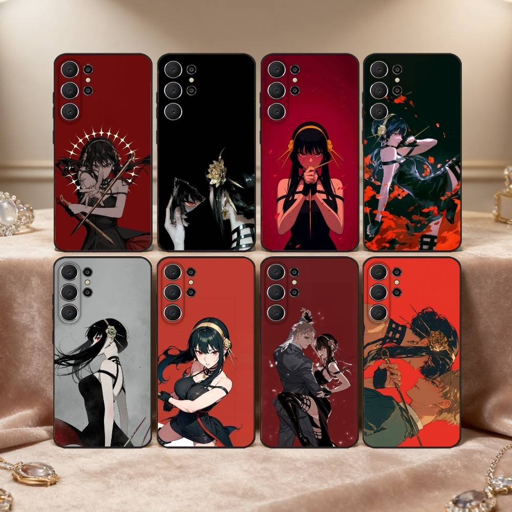 Cool Y-Yor F-Forger Anime Phone Case For Samsung S26,S25,24,23,22,30,21,10,9,Ultra,Plus,Lite,Black Soft Case