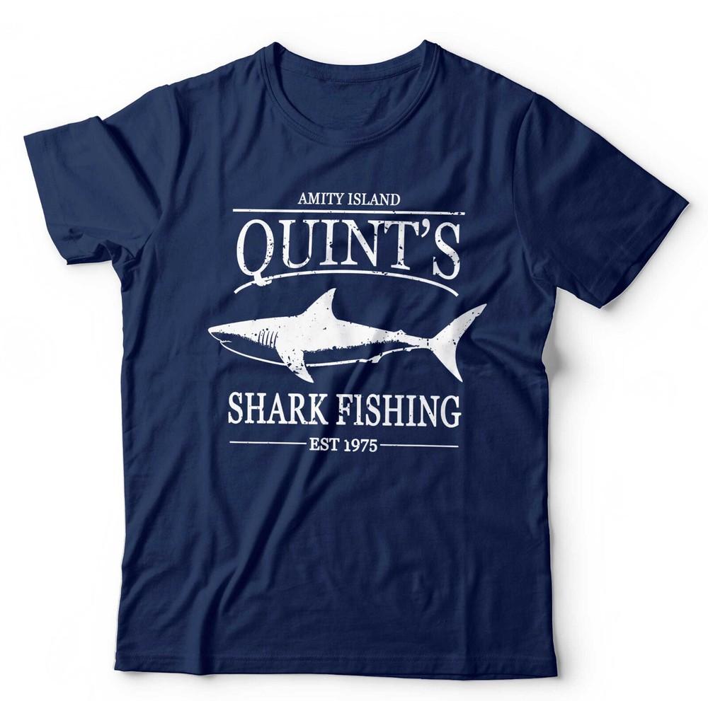 Jaws T Shirt Quints Shark Fishing Unisex Retro Movie Amity 1975 Film Horror S