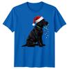 Black Labrador Dog Christmas Holidays Unisexs Unisexs Graphic Tee Santa Hat Lights